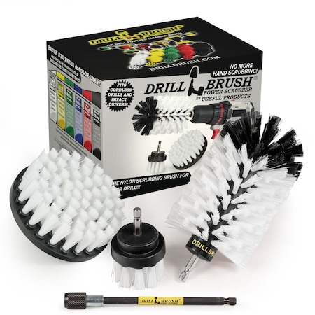 Drill Brush Power Scrubber By Useful Products 5 in W 7 in L Brush, White W-S-42J-5X-QC-DB